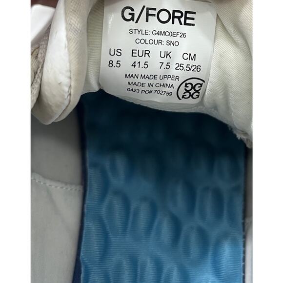 G/FORE Men\'s MG4+ Spikeless Golf Shoes 8.5 Snow G4MC0EF26 White Sneakers